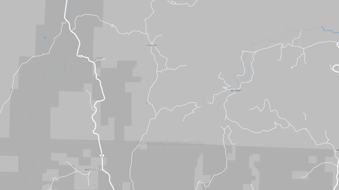 Walk Grade map of Murray, AR, walkable areas in green and car-dependent areas in red