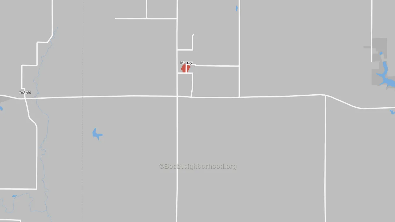 Walk Grade map of Murray, IA, walkable areas in green and car-dependent areas in red