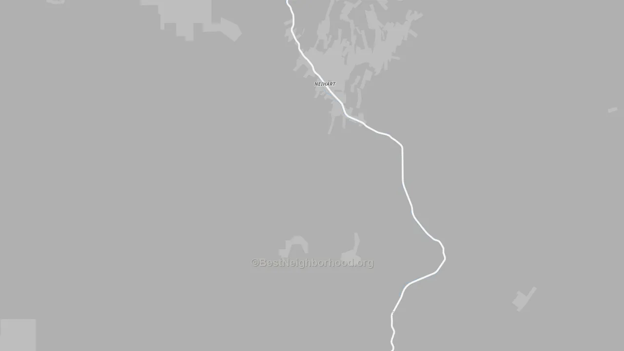 Walk Grade map of Neihart, MT, walkable areas in green and car-dependent areas in red