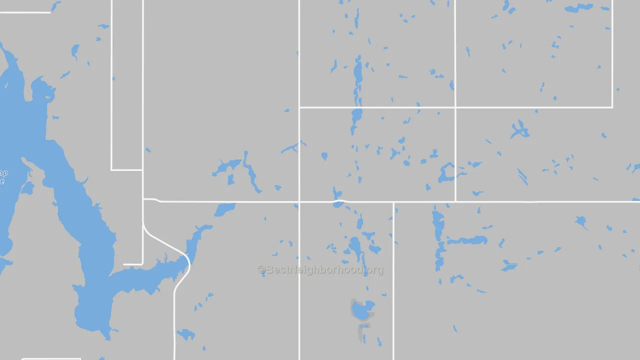 Walk Grade map of Nelson County, ND, walkable areas in green and car-dependent areas in red