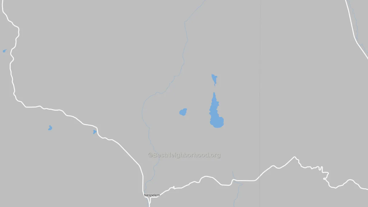 Walk Grade map of Nespelem Community, WA, walkable areas in green and car-dependent areas in red