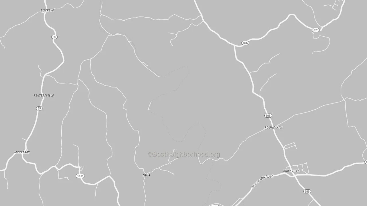 Walk Grade map of Nina, KY, walkable areas in green and car-dependent areas in red