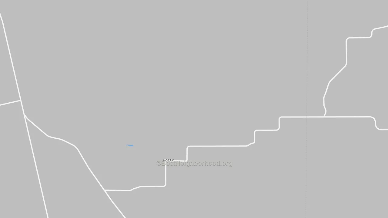Walk Grade map of Nolan, TX, walkable areas in green and car-dependent areas in red