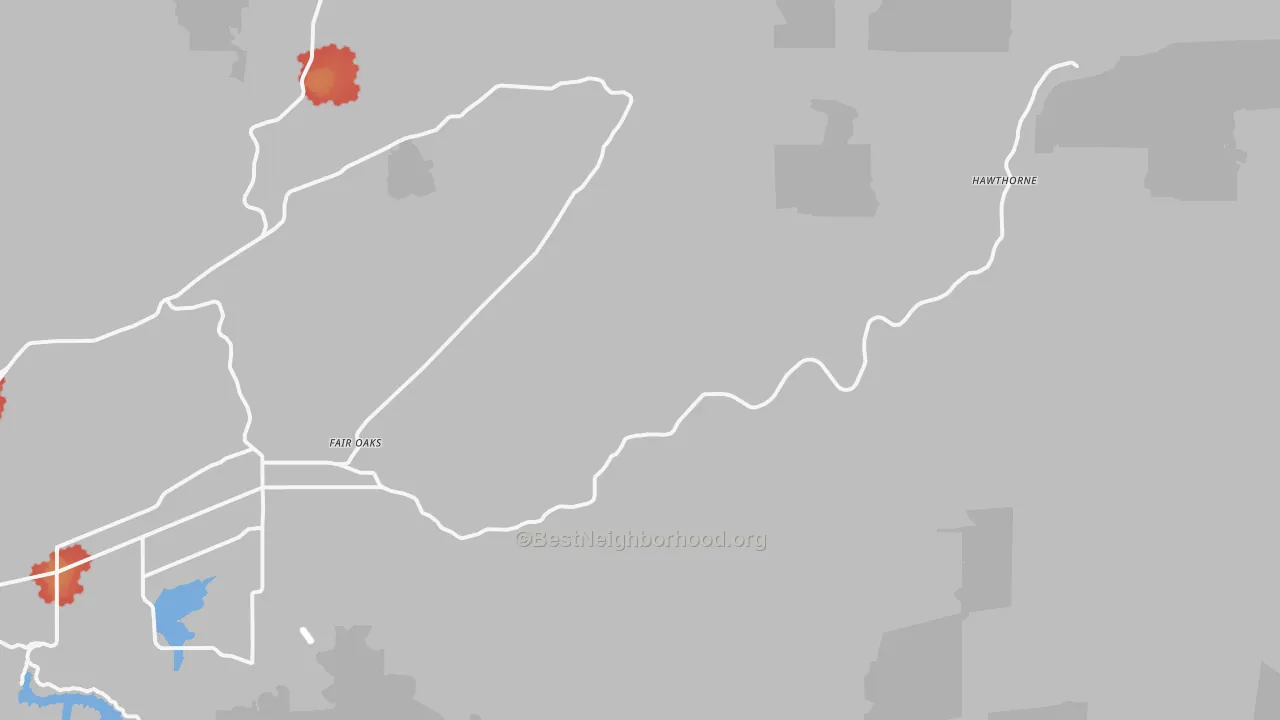 Walk Grade map of Nonpareil, OR, walkable areas in green and car-dependent areas in red