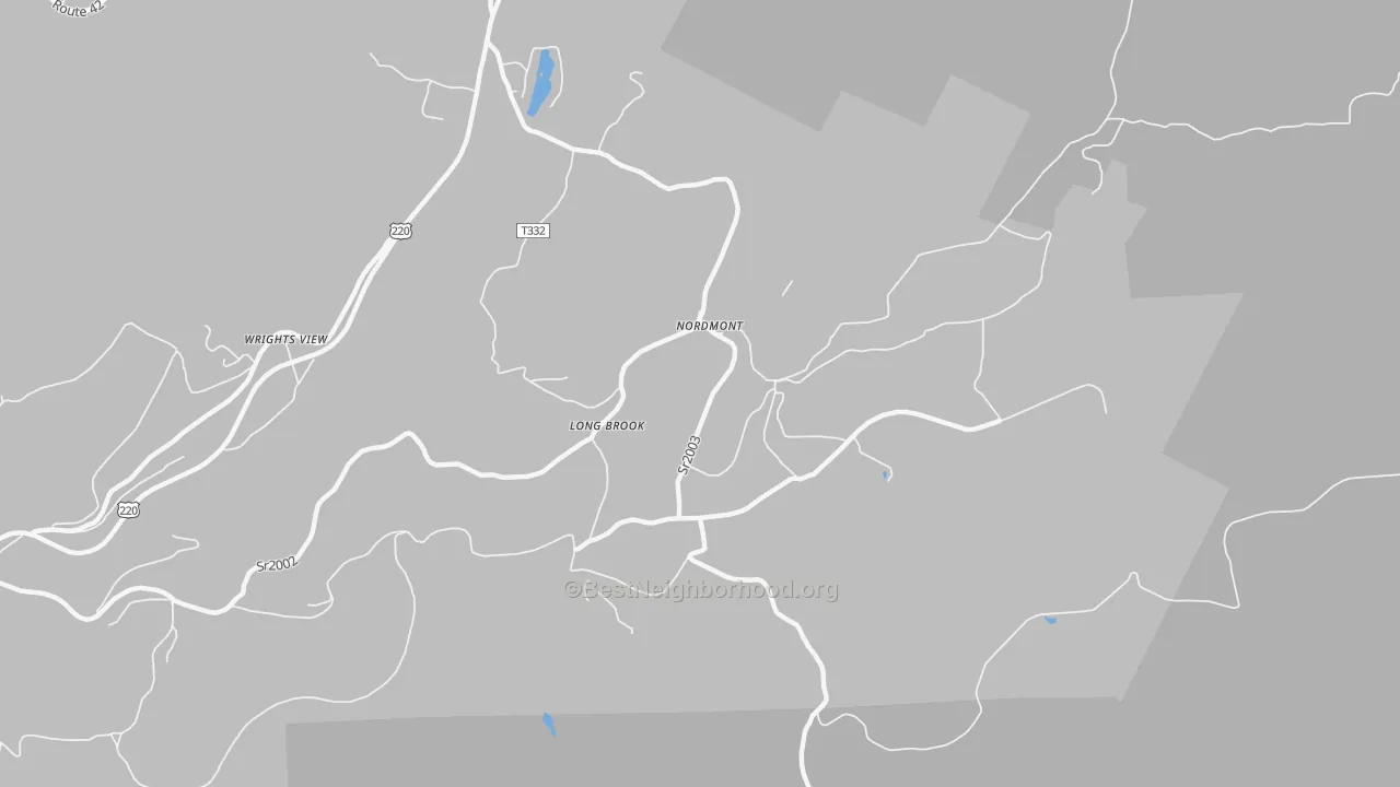 Walk Grade map of Nordmont, PA, walkable areas in green and car-dependent areas in red