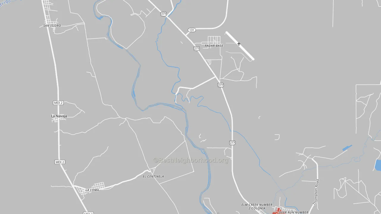 Walk Grade map of Normandy, TX, walkable areas in green and car-dependent areas in red