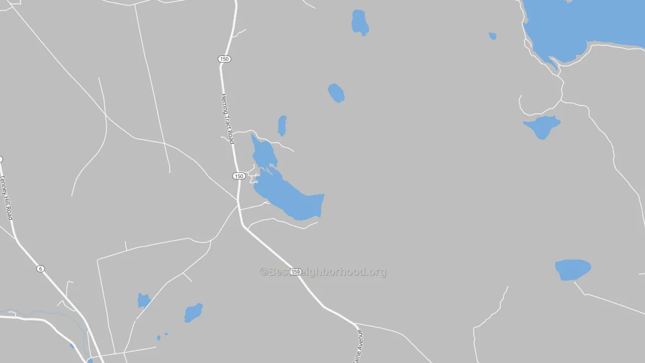 Walk Grade map of North Guilford, ME, walkable areas in green and car-dependent areas in red