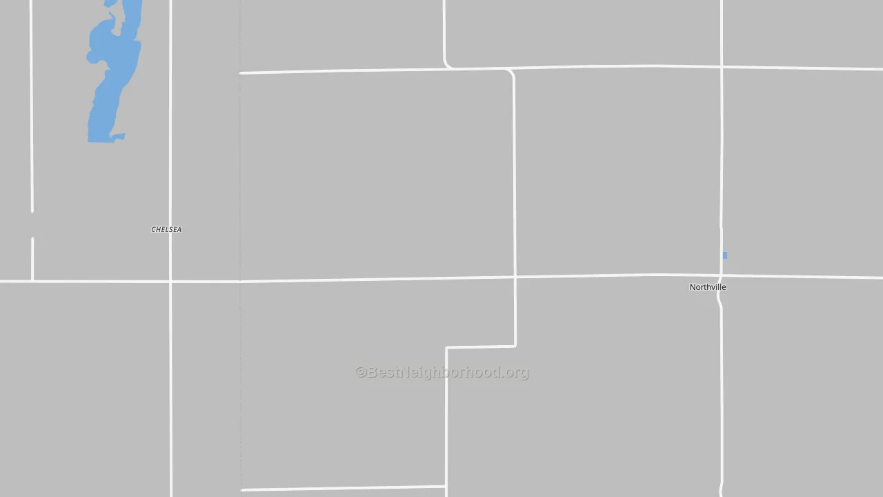 Walk Grade map of Northville, SD, walkable areas in green and car-dependent areas in red