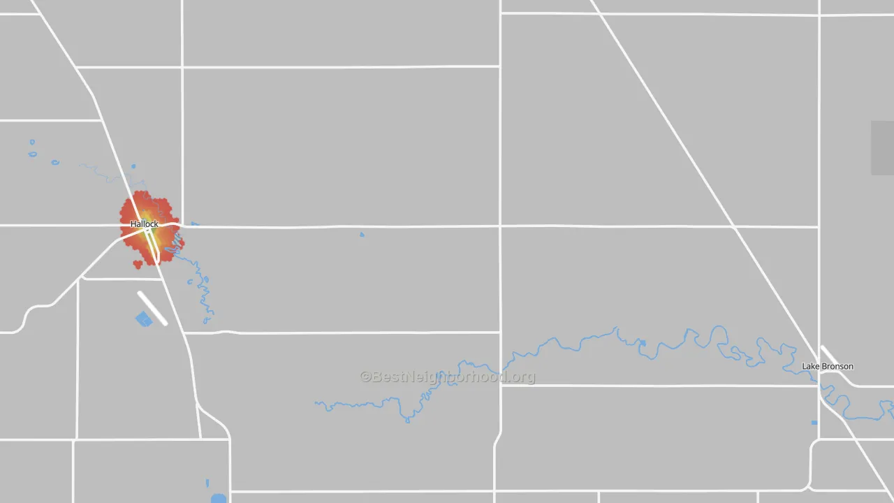 Walk Grade map of Noyes, MN, walkable areas in green and car-dependent areas in red