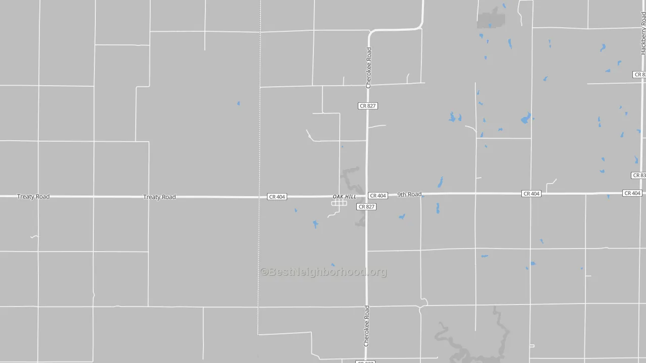 Walk Grade map of Oak Hill, KS, walkable areas in green and car-dependent areas in red