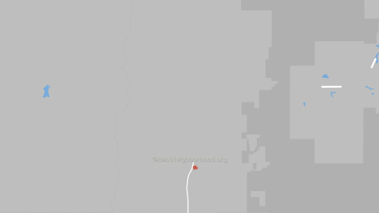 Walk Grade map of Ola, ID, walkable areas in green and car-dependent areas in red