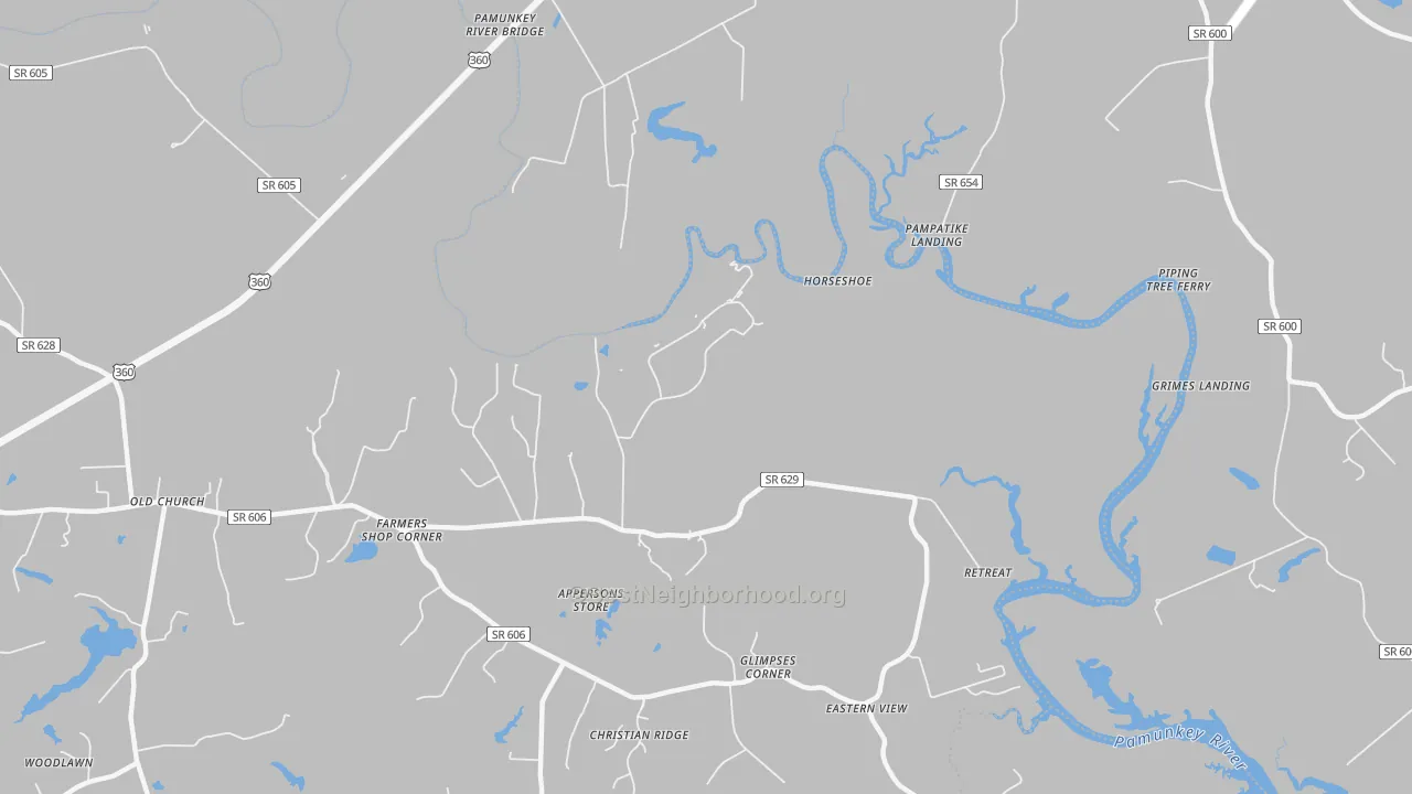 Walk Grade map of Old Church, VA, walkable areas in green and car-dependent areas in red