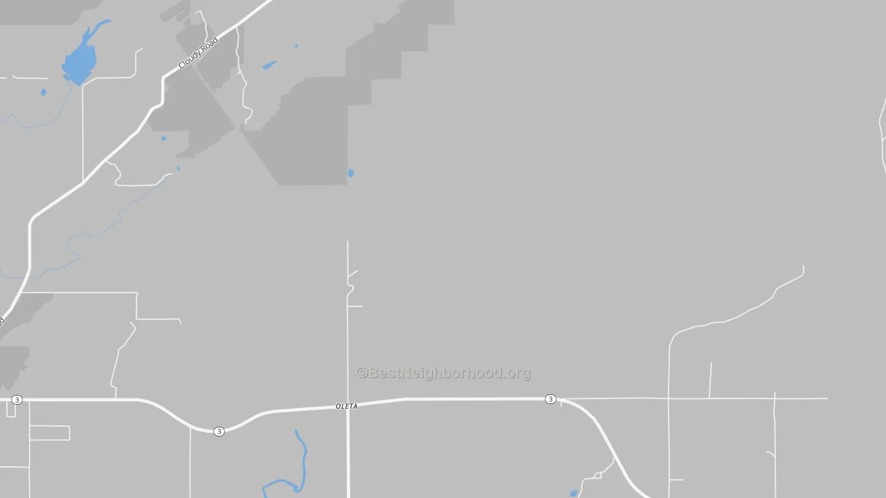 Walk Grade map of Oleta, OK, walkable areas in green and car-dependent areas in red