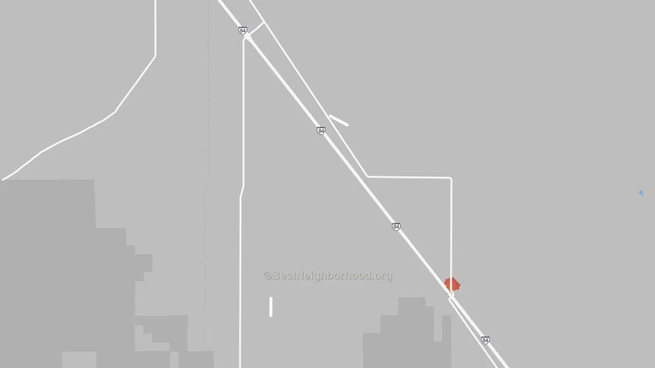 Walk Grade map of Orchard, ID, walkable areas in green and car-dependent areas in red