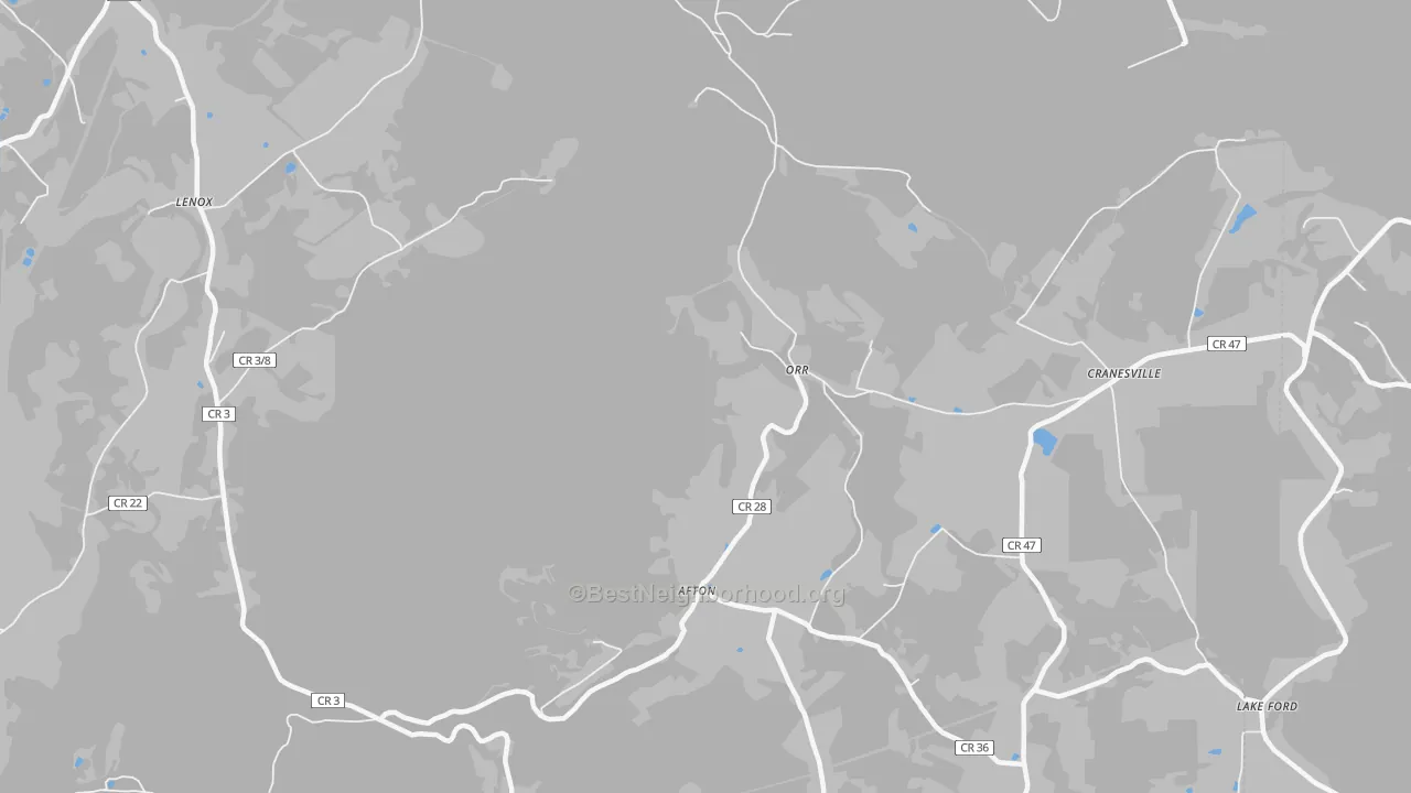 Walk Grade map of Orr, WV, walkable areas in green and car-dependent areas in red