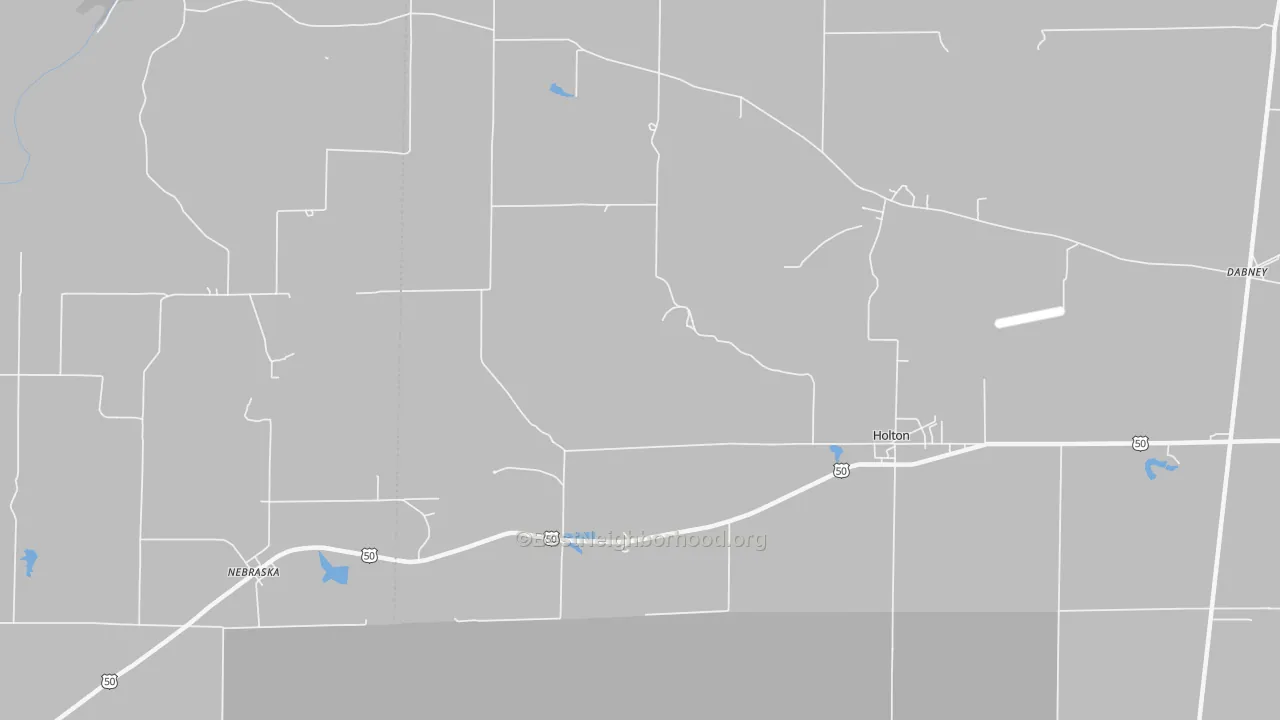 Walk Grade map of Otter Village, IN, walkable areas in green and car-dependent areas in red