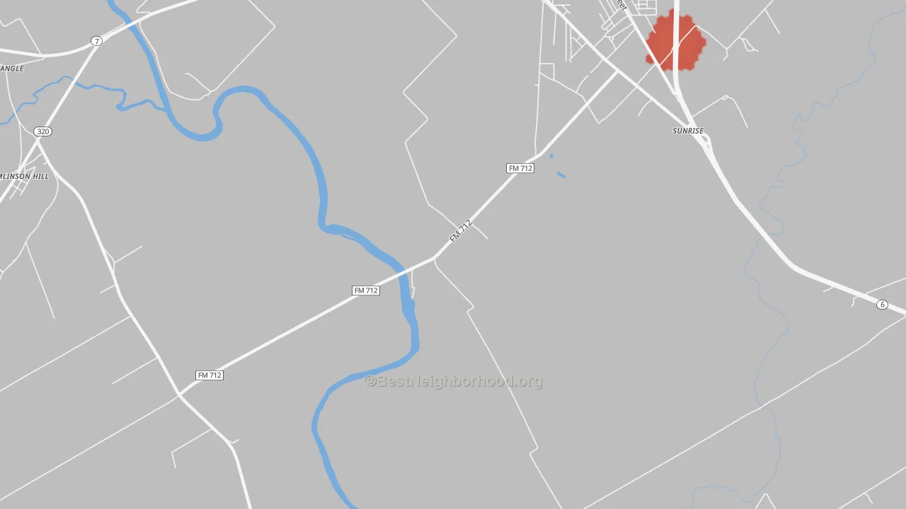 Walk Grade map of Otto, TX, walkable areas in green and car-dependent areas in red
