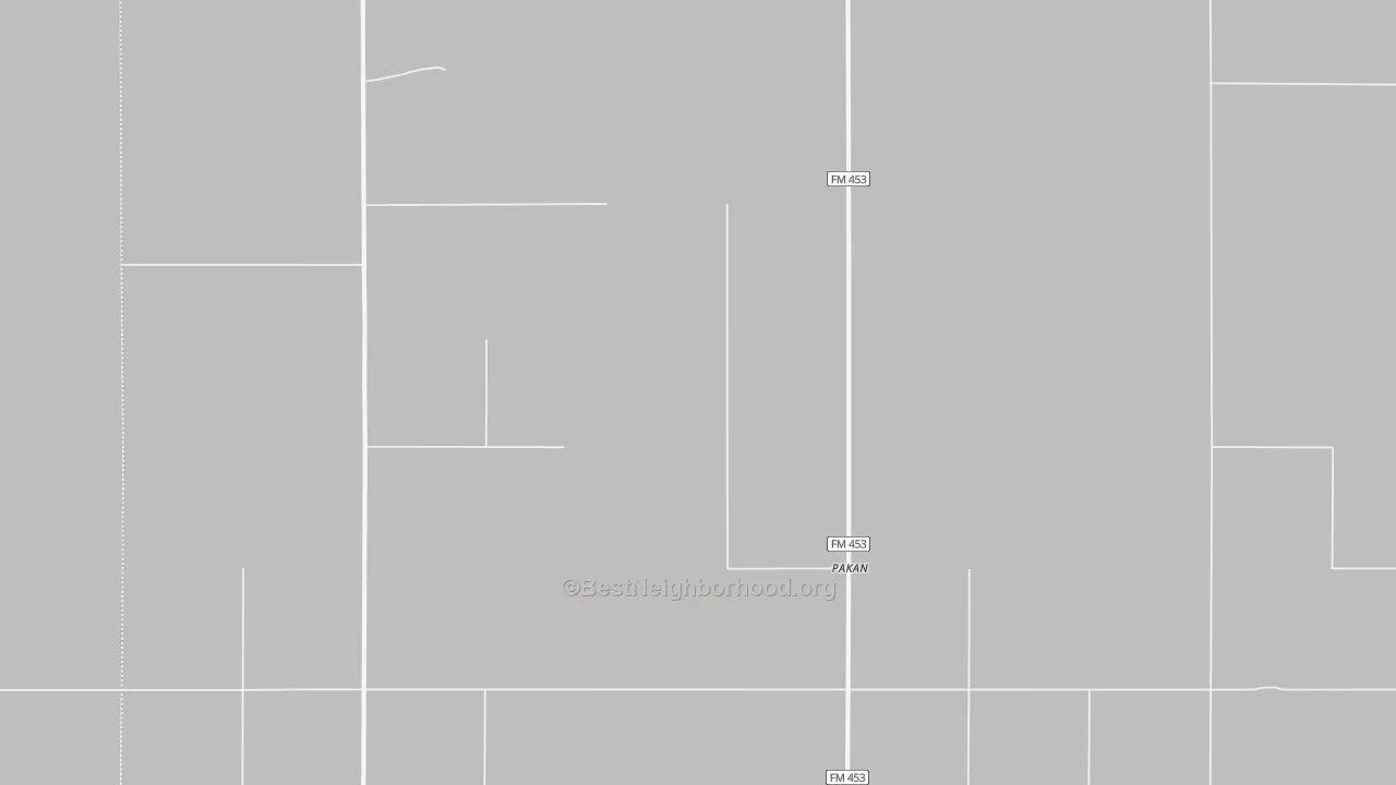Walk Grade map of Pakan, TX, walkable areas in green and car-dependent areas in red