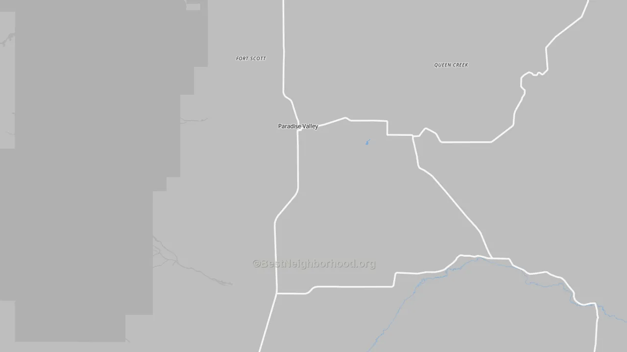 Walk Grade map of Paradise Valley, NV, walkable areas in green and car-dependent areas in red