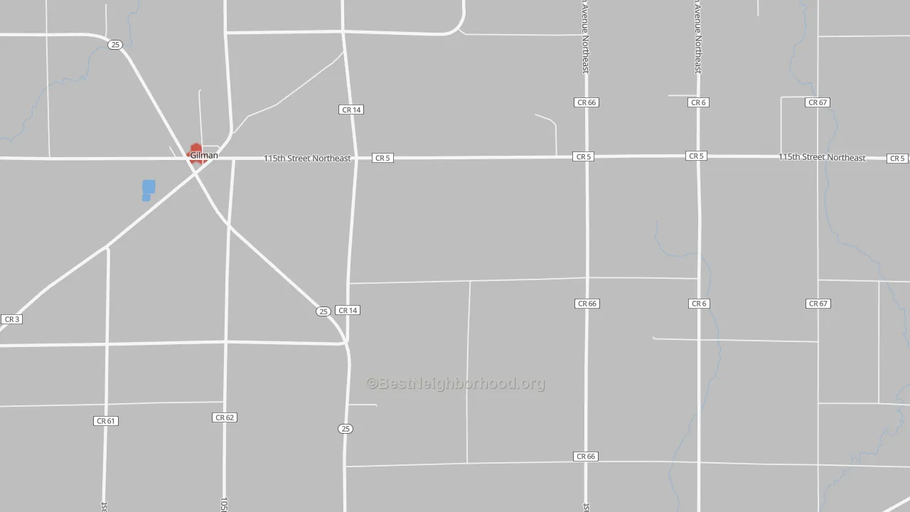 Walk Grade map of Parent, MN, walkable areas in green and car-dependent areas in red
