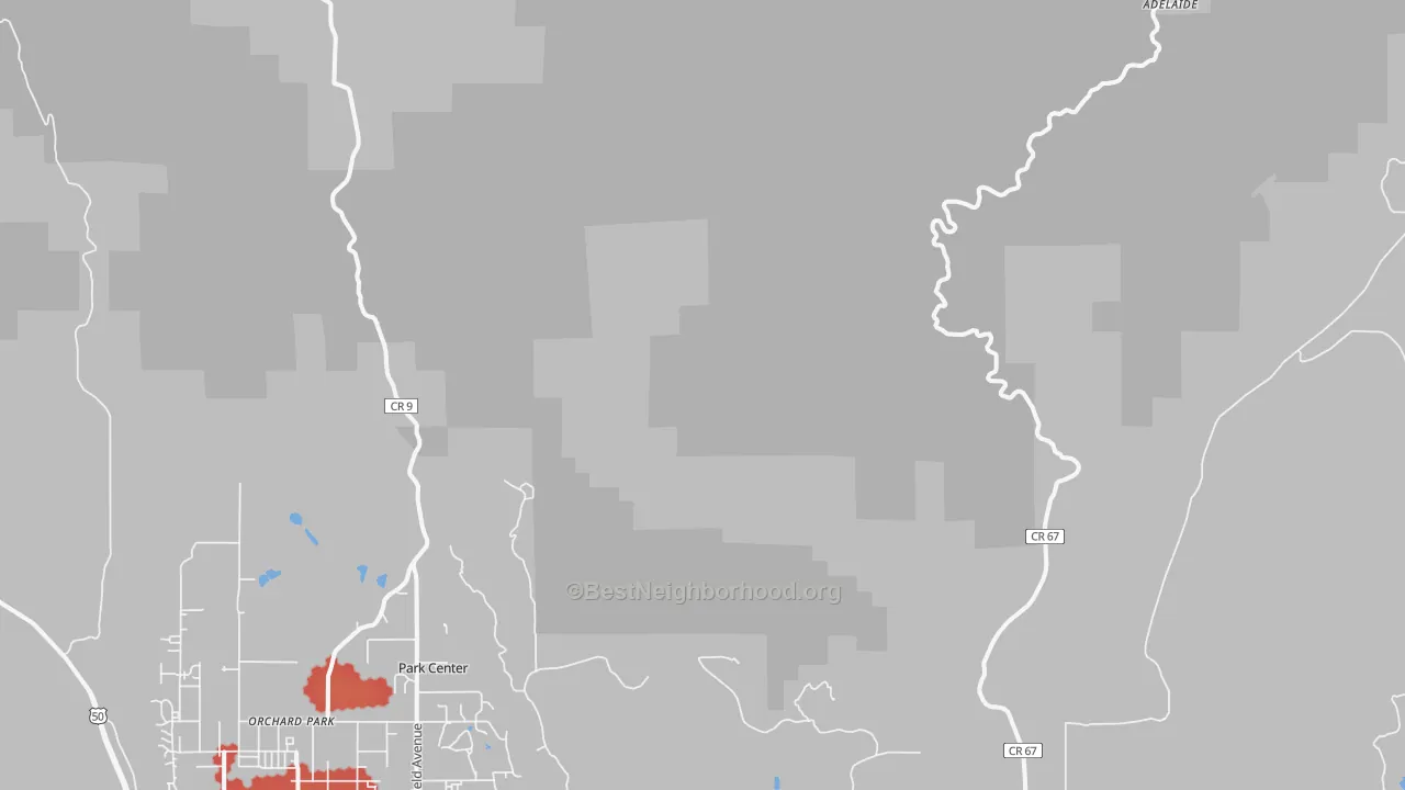 Walk Grade map of Park Center, CO, walkable areas in green and car-dependent areas in red
