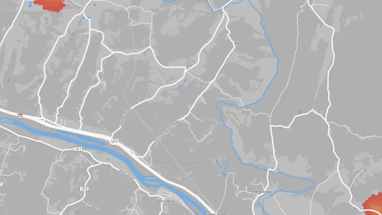 Walk Grade map of Park Head, MD, walkable areas in green and car-dependent areas in red