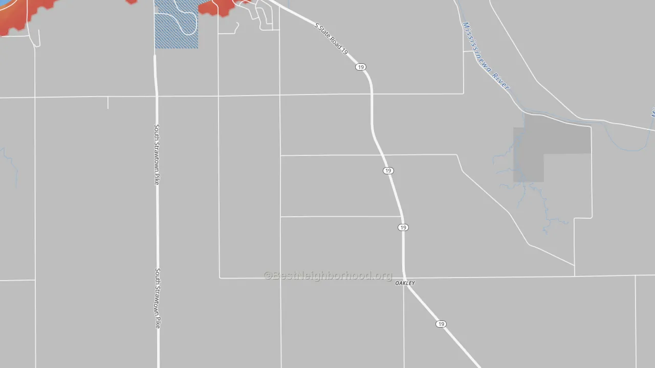Walk Grade map of Park View Heights, IN, walkable areas in green and car-dependent areas in red