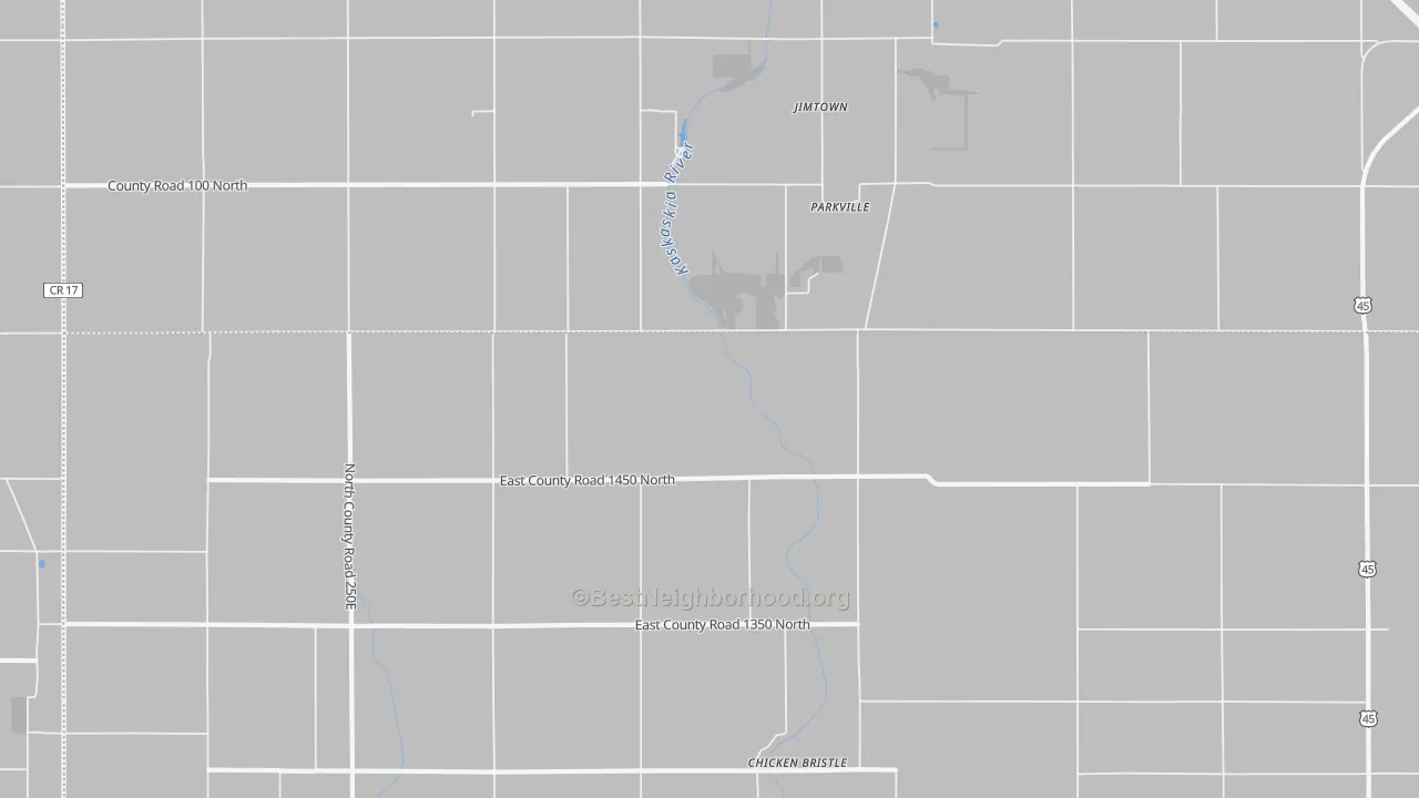 Walk Grade map of Parkville, IL, walkable areas in green and car-dependent areas in red
