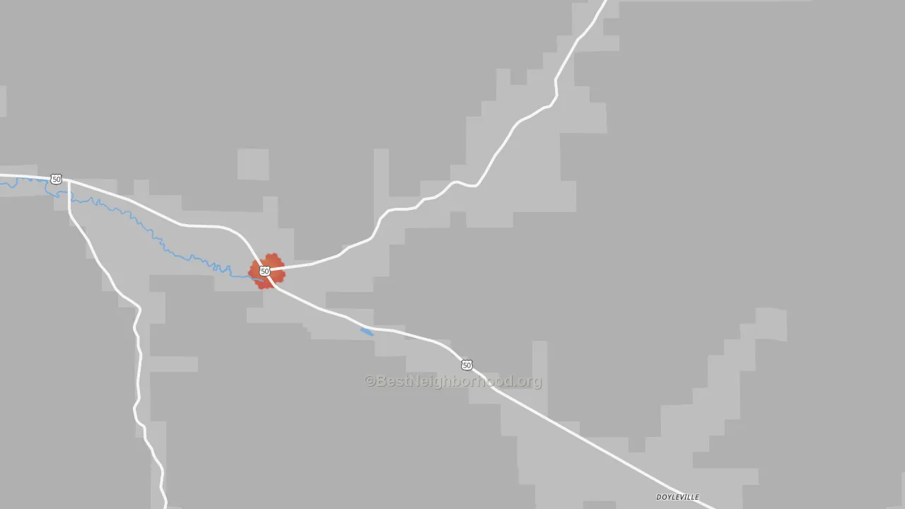Walk Grade map of Parlin, CO, walkable areas in green and car-dependent areas in red