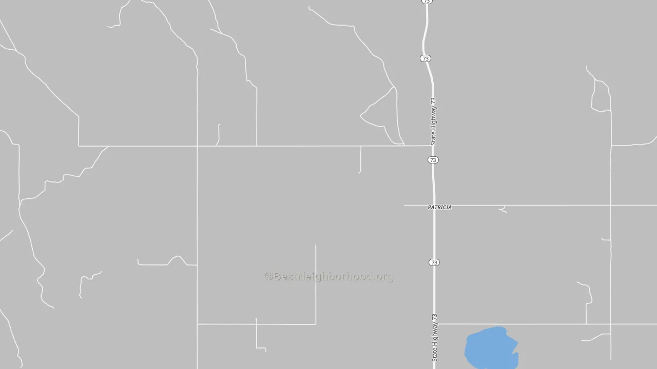 Walk Grade map of Patricia, SD, walkable areas in green and car-dependent areas in red