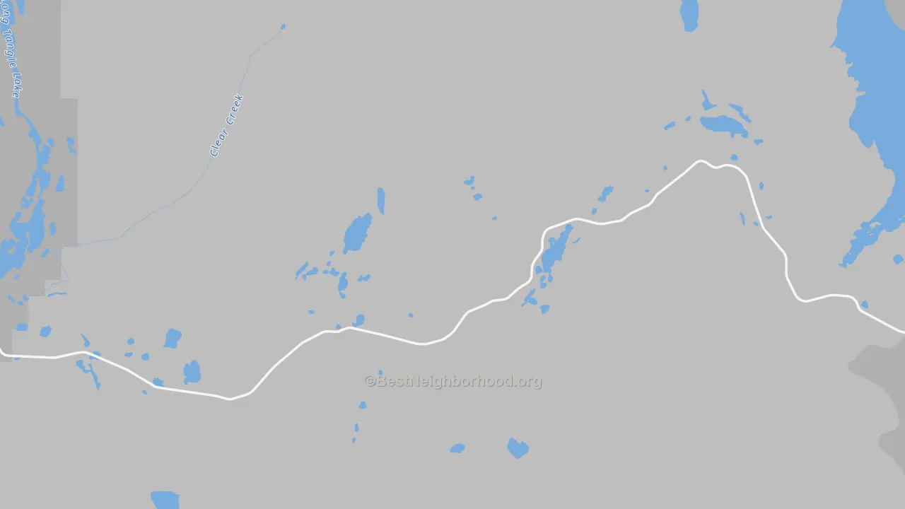 Walk Grade map of Paxson, AK, walkable areas in green and car-dependent areas in red
