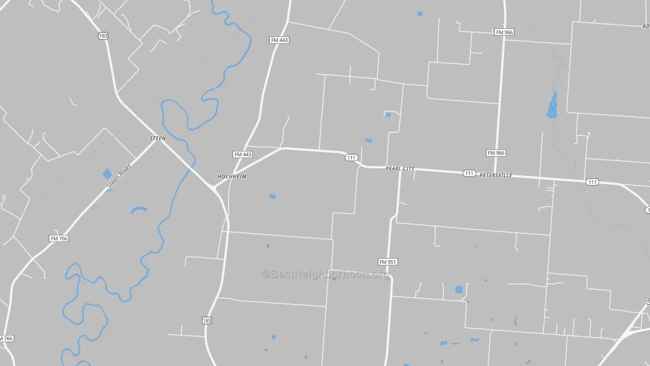 Walk Grade map of Pearl City, TX, walkable areas in green and car-dependent areas in red