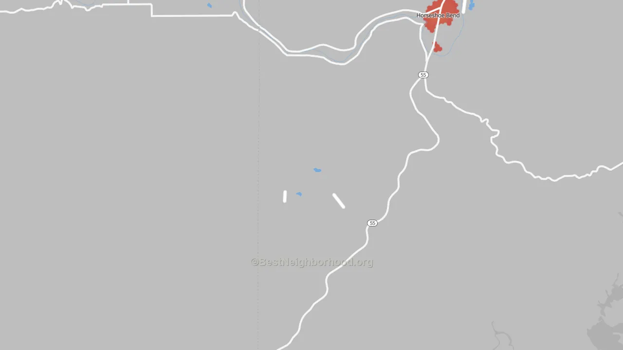 Walk Grade map of Pearl, ID, walkable areas in green and car-dependent areas in red