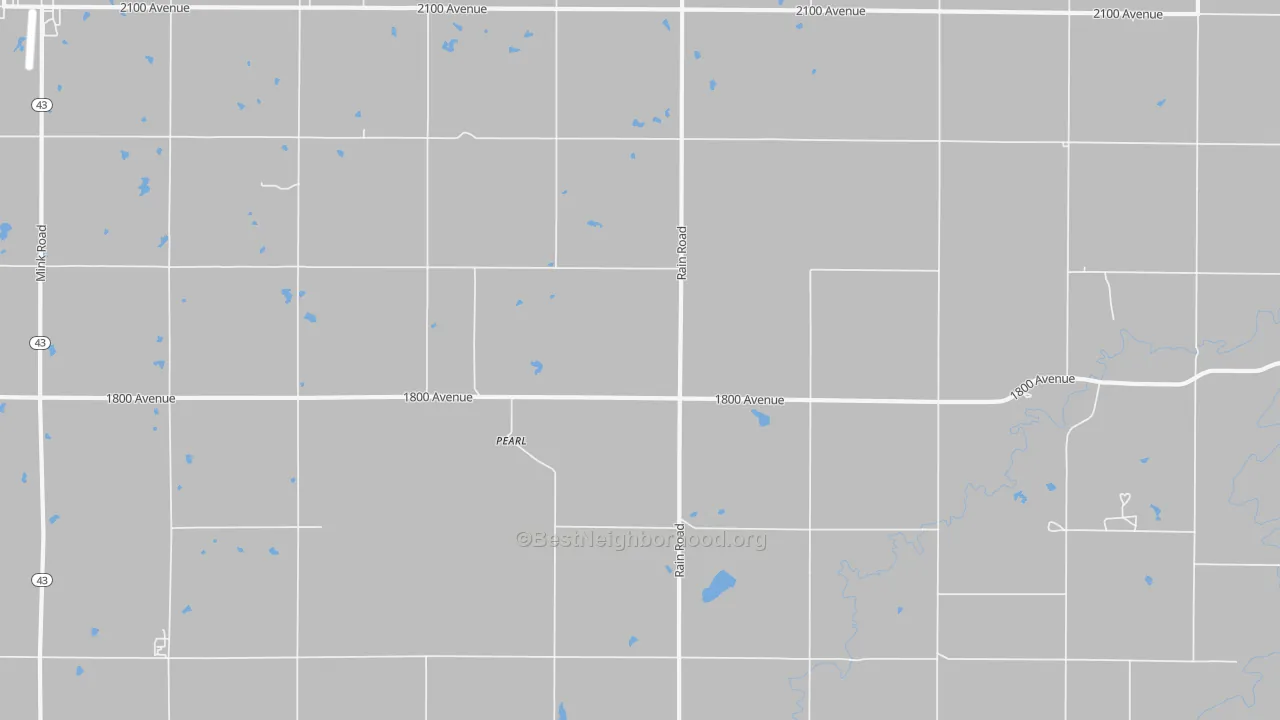Walk Grade map of Pearl, KS, walkable areas in green and car-dependent areas in red
