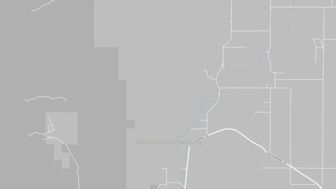 Walk Grade map of Pebble, ID, walkable areas in green and car-dependent areas in red