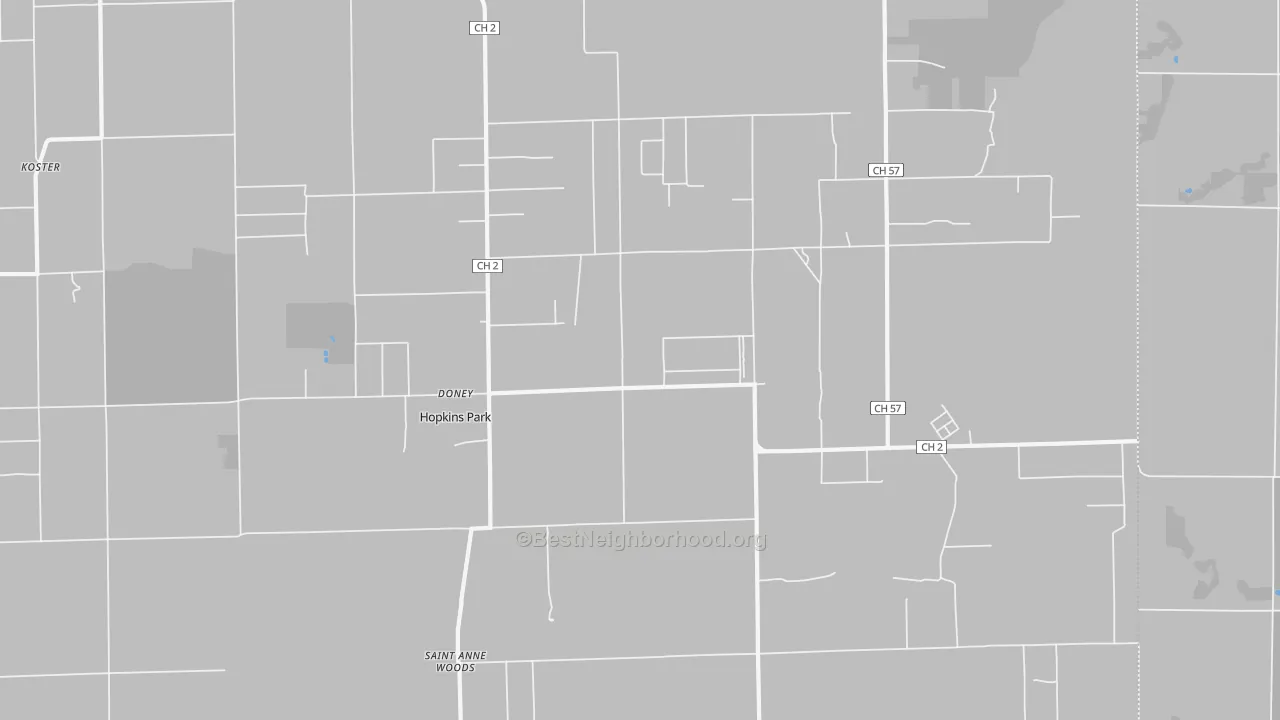 Walk Grade map of Pembroke Township, IL, walkable areas in green and car-dependent areas in red