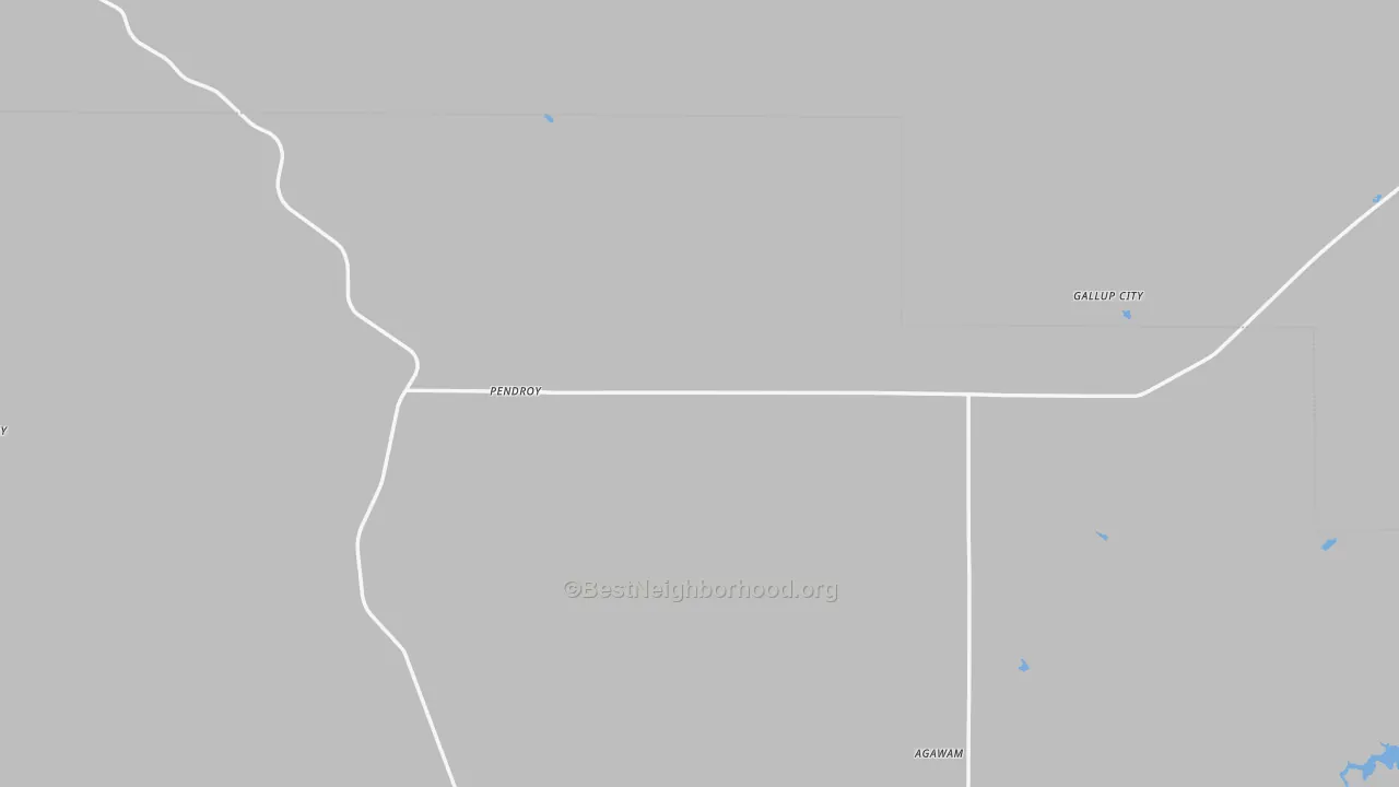 Walk Grade map of Pendroy, MT, walkable areas in green and car-dependent areas in red