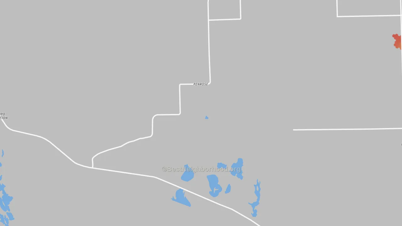 Walk Grade map of Penrose, UT, walkable areas in green and car-dependent areas in red