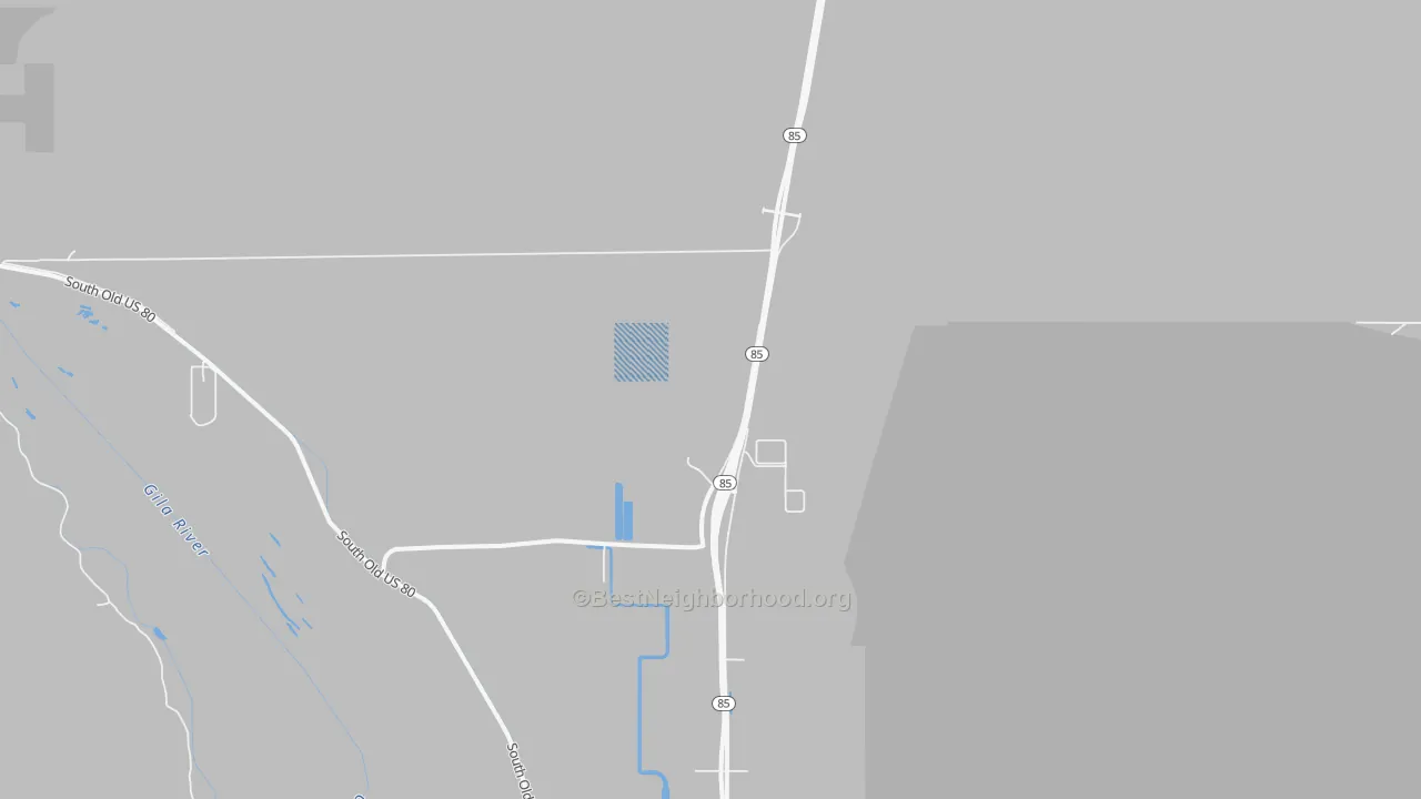 Walk Grade map of Perryville, AZ, walkable areas in green and car-dependent areas in red