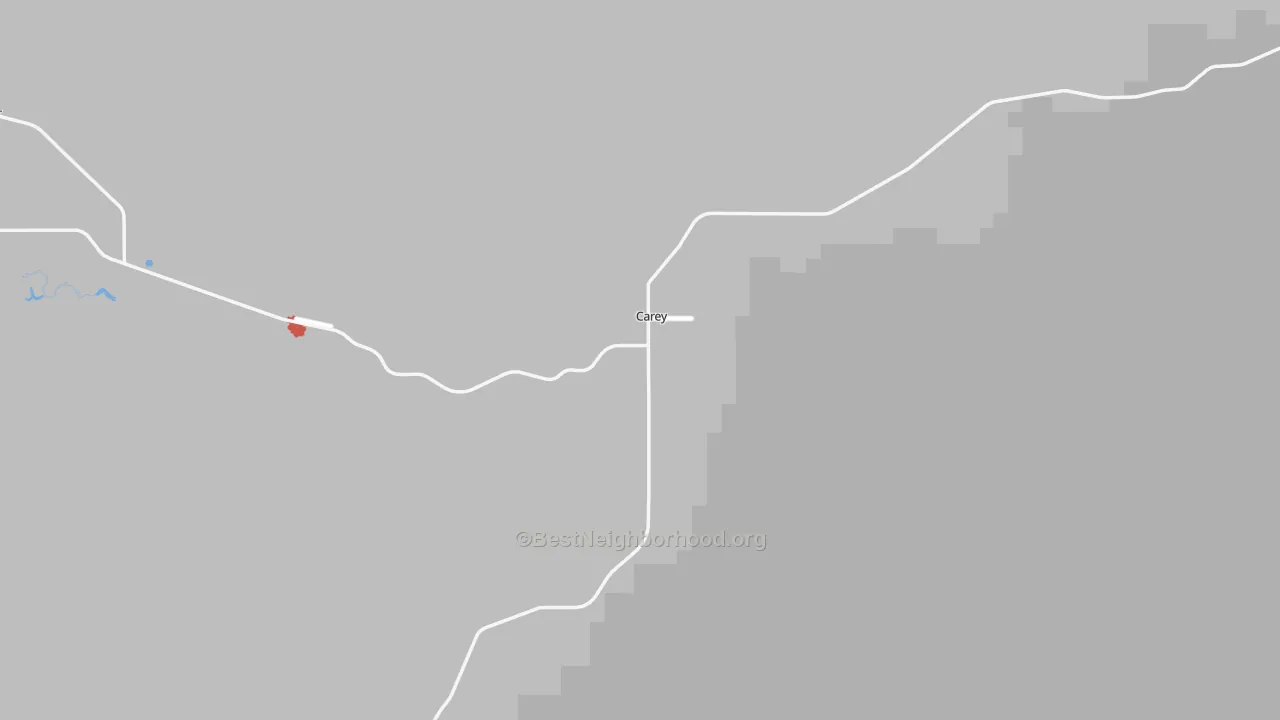 Walk Grade map of Picabo, ID, walkable areas in green and car-dependent areas in red