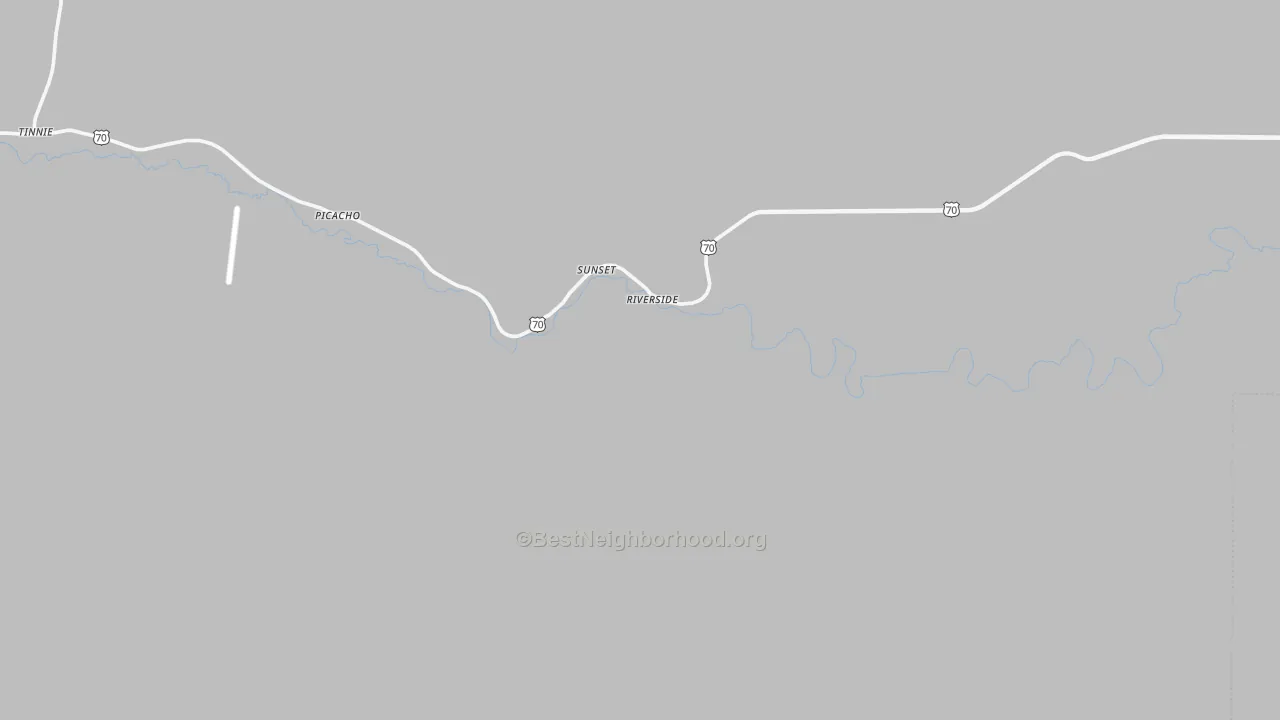 Walk Grade map of Picacho, NM, walkable areas in green and car-dependent areas in red