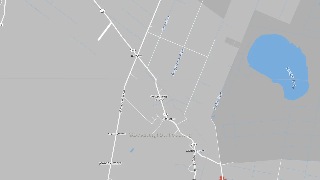 Walk Grade map of Pike Road, NC, walkable areas in green and car-dependent areas in red