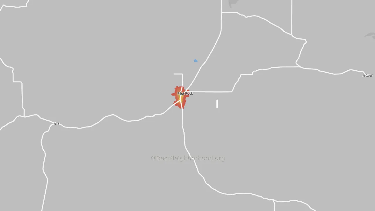 Walk Grade map of Pilot Rock, OR, walkable areas in green and car-dependent areas in red