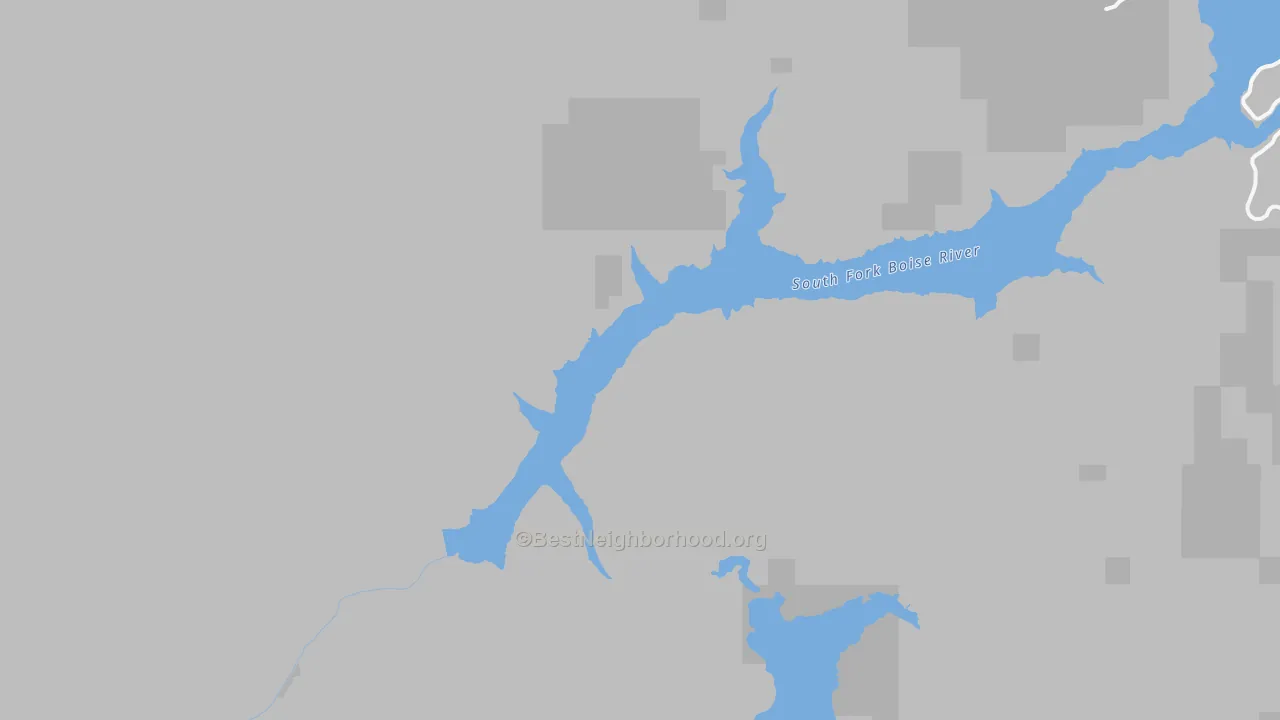 Walk Grade map of Pine, ID, walkable areas in green and car-dependent areas in red