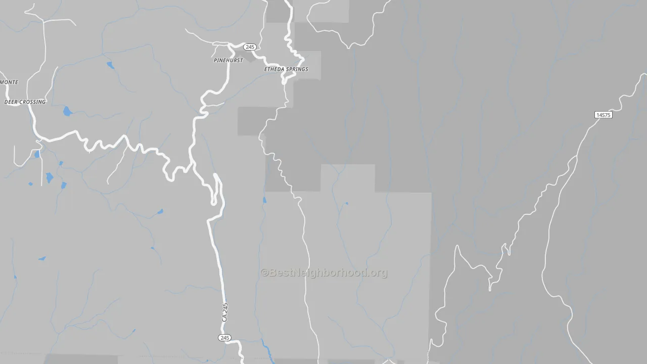Walk Grade map of Pinehurst, CA, walkable areas in green and car-dependent areas in red