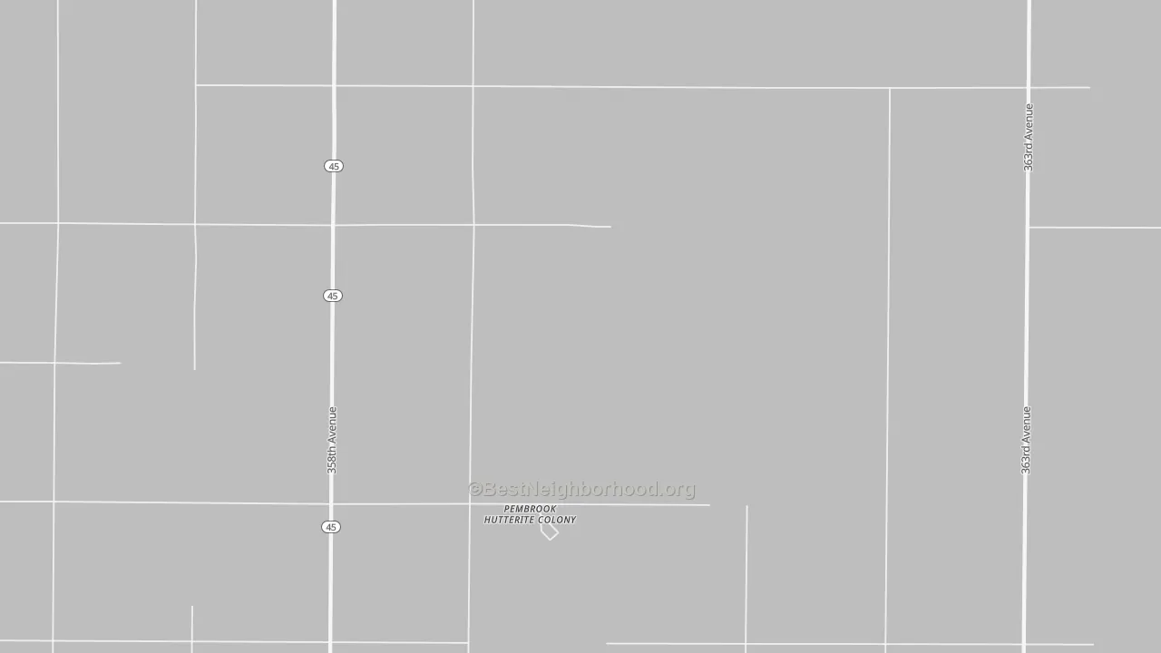 Walk Grade map of Plainview Colony, SD, walkable areas in green and car-dependent areas in red