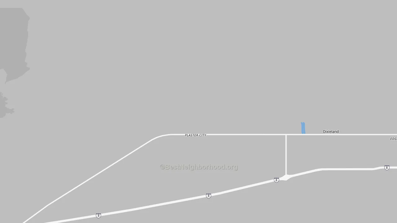 Walk Grade map of Plaster City, CA, walkable areas in green and car-dependent areas in red