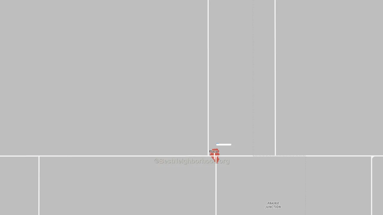 Walk Grade map of Plaza, ND, walkable areas in green and car-dependent areas in red