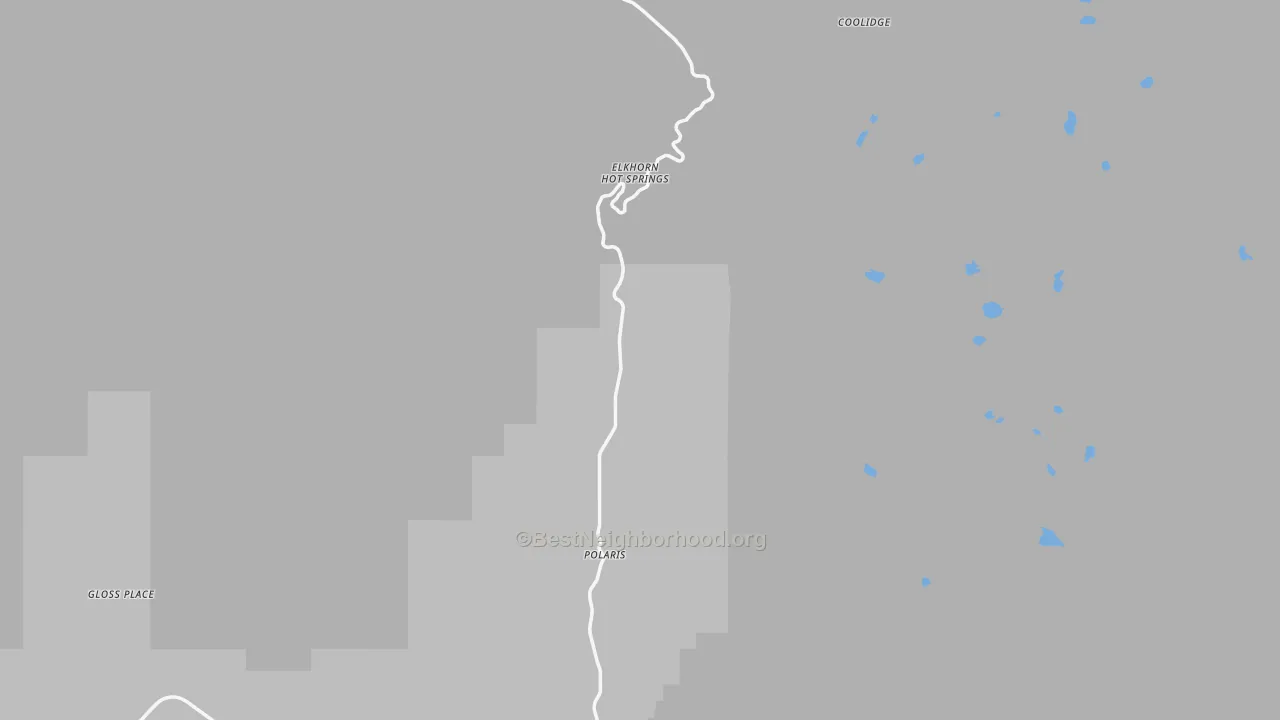 Walk Grade map of Polaris, MT, walkable areas in green and car-dependent areas in red