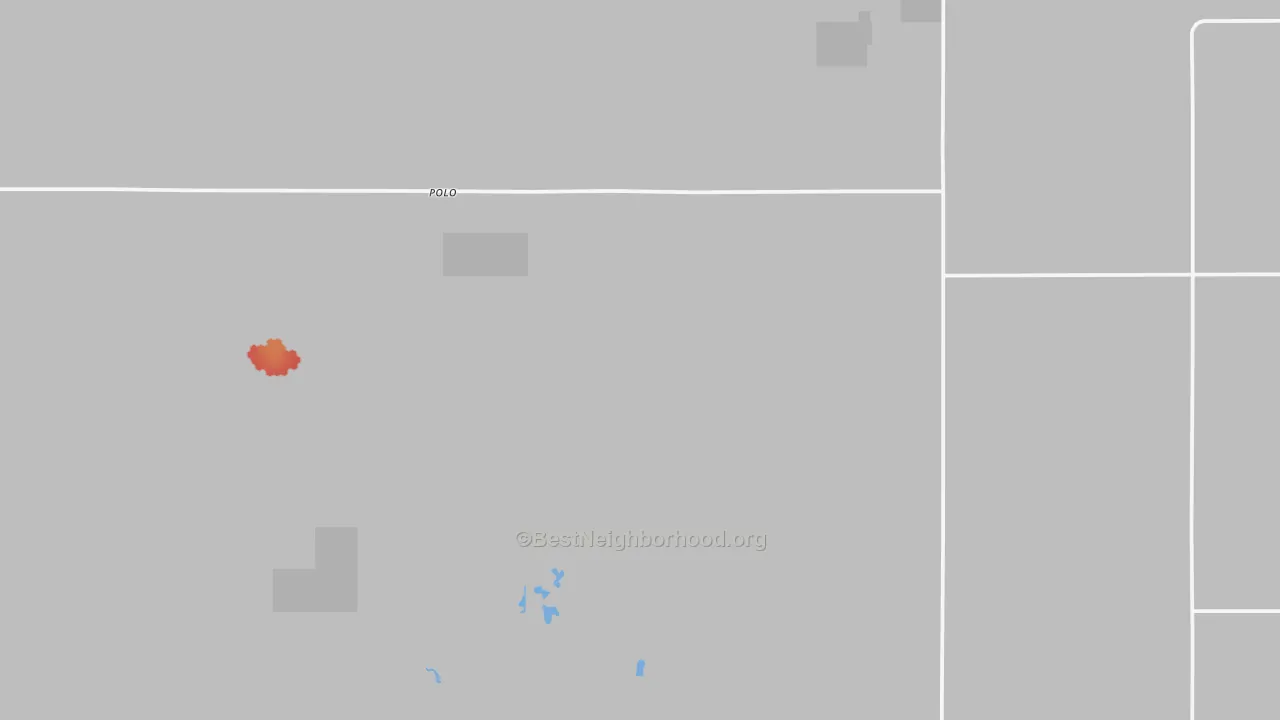Walk Grade map of Polo, SD, walkable areas in green and car-dependent areas in red